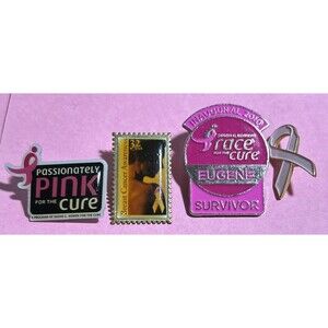 1st Survivor’s Race for 2010 Pin and 3 other Awareness ,Pink Ribbon Lapel Pins